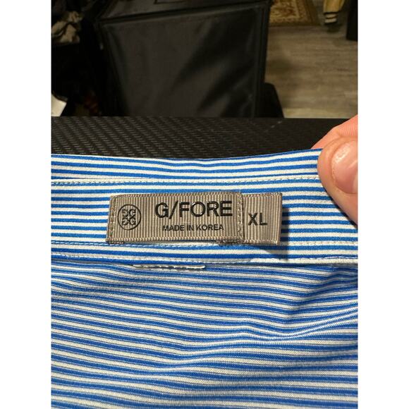 G/Fore Performance Golf Polo Striped Blue White Size XL Mens - Picture 3 of 8